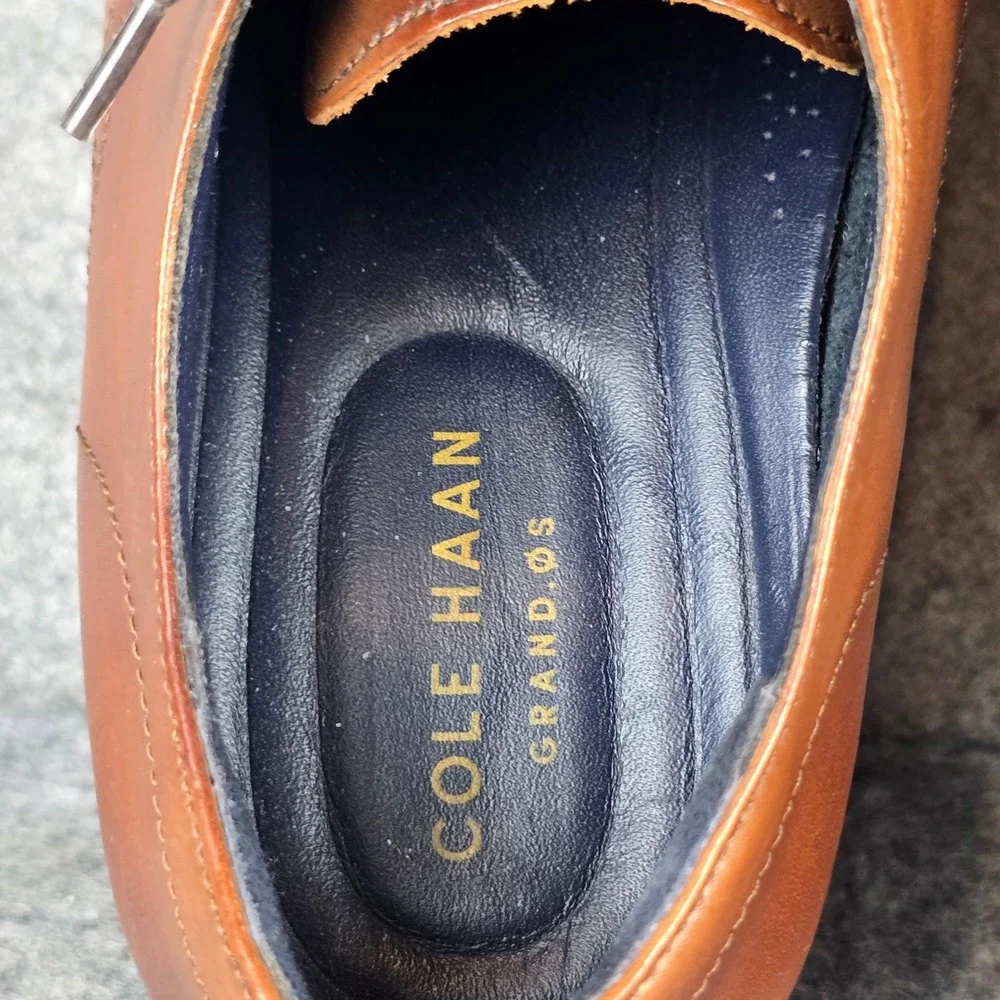 Cole Haan Grand.OS Shoes Mens 9.5 Tan Leather Cap Toe Brogue Oxford
